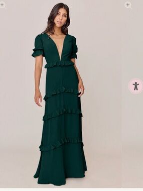 Revelry Emerald Green Ruffle Tier Maxi Dress